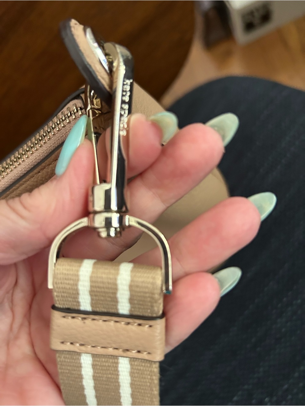 kate spade Crossbody in Light Beige with Striped Strap - Picture 7 of 9